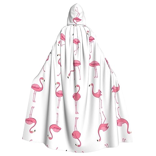 JJPUNGK Flamingos auf weißem Druck, bequemer Kapuzenumhang für Damen und Herren, für Karneval, Cosplay und Mottopartys von JJPUNGK