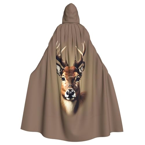 JJPUNGK Hirschkopf-Druck, bequemer Kapuzenumhang für Damen und Herren, für Karneval, Cosplay und Mottopartys von JJPUNGK