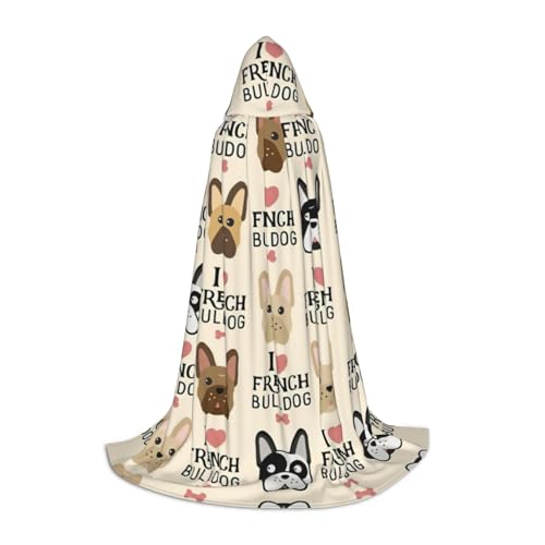 JJPUNGK Kapuzenumhang mit Aufschrift "I Love French Bulldogge", für Karneval, für Männer und Frauen, für Mottopartys, Cosplay, Festivals, Dekorationen JJPUNGK Kapuzenumhang mit Aufschrift "I Love French Bulldogge", für Karneval, für Männer und Frauen, für Mottopartys, Cosplay, Festivals, Dekorationen von JJPUNGK