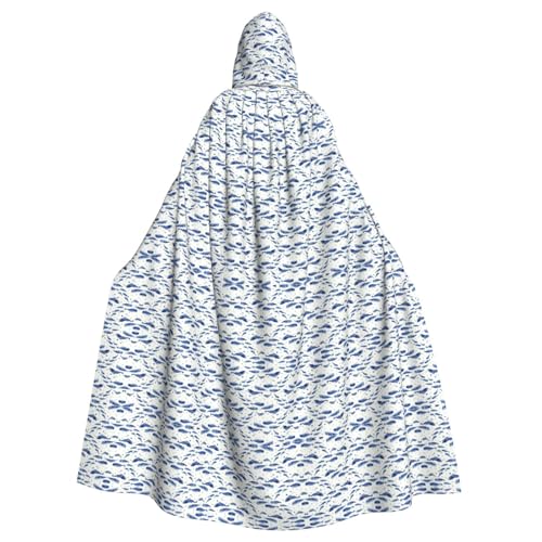 JJPUNGK Kleiner blauer Wal-Schwimm-Druck, bequemer Kapuzenumhang für Damen und Herren, für Karneval, Cosplay und Mottopartys JJPUNGK Kleiner blauer Wal-Schwimm-Druck, bequemer Kapuzenumhang für Damen und Herren, für Karneval, Cosplay und Mottopartys von JJPUNGK