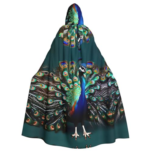 JJPUNGK Schöner Pfauen-Druck, bequemer Kapuzenumhang für Damen und Herren, für Karneval, Cosplay und Mottopartys JJPUNGK Schöner Pfauen-Druck, bequemer Kapuzenumhang für Damen und Herren, für Karneval, Cosplay und Mottopartys von JJPUNGK