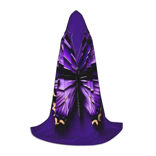 JJPUNGK Süßer lila Schmetterlings-Druck, Karneval, Kapuzenumhang für Männer und Frauen, für Themenpartys, Cosplay, Festivals, Dekorationen von JJPUNGK