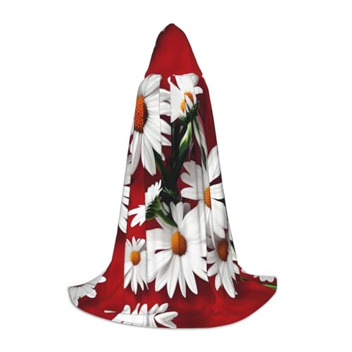 JJPUNGK Umhang mit roter Blume und weißem Gänseblümchen-Aufdruck, für Karneval und Damen, für Themenpartys, Cosplay, Festivals, Dekorationen JJPUNGK Umhang mit roter Blume und weißem Gänseblümchen-Aufdruck, für Karneval und Damen, für Themenpartys, Cosplay, Festivals, Dekorationen von JJPUNGK