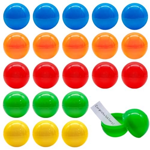 JJQHYC 50 Stück Bunte Plastikkugeln zum Befüllen, 32 mm Tombola Bälle Klein Lotterie Kugeln, Leere Kapsel Bälle für Greifautomaten, Schatzsuche, Bingo, Partyspiele von JJQHYC