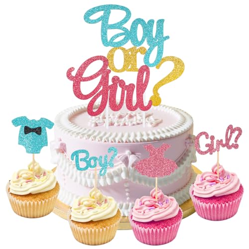 JJUNW 13 Stück Boy or Girl Tortendeko Cake Topper, Glitzer Kuchendeko Boy or Girl Gender Reveal Party Kuchen Torten Dekoration für Baby Shower Kindergeburtstagtoppers Glitter Blau und Rosa JJUNW 13 Stück Boy or Girl Tortendeko Cake Topper, Glitzer Kuchendeko Boy or Girl Gender Reveal Party Kuchen Torten Dekoration für Baby Shower Kindergeburtstagtoppers Glitter Blau und Rosa von JJUNW