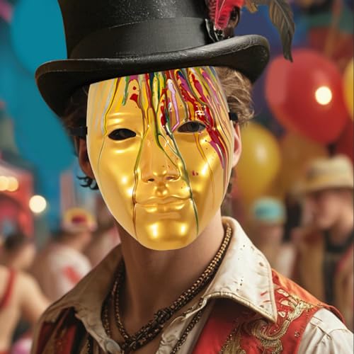 JJaydaily Dekorative halbe Gesichtsmaske-Zwei-Ton-Spritzer Farbe Kunst Wanddekoration-Maskerade Kostüm Party Zubehör-Abstrakt Buntes Display (2 STÜCK) von JJaydaily
