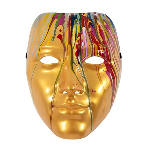 JJaydaily Dekorative halbe Gesichtsmaske-Zwei-Ton-Spritzer Farbe Kunst Wanddekoration-Maskerade Kostüm Party Zubehör-Abstrakt Buntes Display (Gold) von JJaydaily
