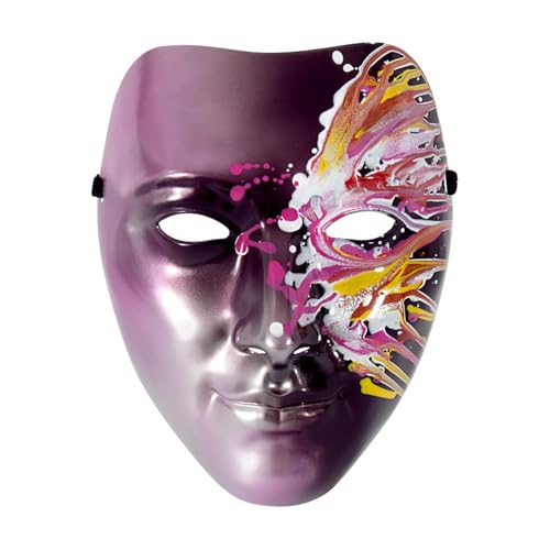 JJaydaily Dekorative halbe Gesichtsmaske-Zwei-Ton-Spritzer Farbe Kunst Wanddekoration-Maskerade Kostüm Party Zubehör-Abstrakt Buntes Display (Lila) von JJaydaily