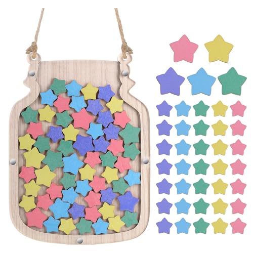 JJianSpiel Belohnungsglas für Kinder, Klassenzimmer, Stern Personalisiert zur Förderung von Kindern in der Schule oder zu Hause (Belohnungsglas+Seil+80 Sterne) von JJianSpiel