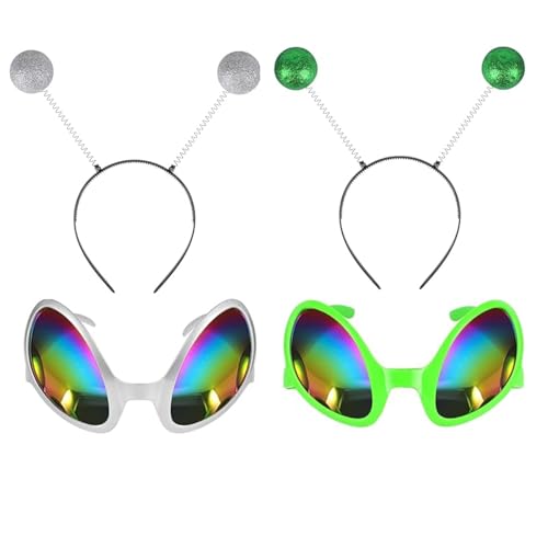 Alien Brille Martian Antenne Stirnband,4 Stück Alien Haarreif Alien Brille Alien Stirnband und Brille Alien Regenbogenlinse Sonnenbrille Geeignet Als Foto-Requisiten für Erwachsene und Kinder Alien Brille Martian Antenne Stirnband,4 Stück Alien Haarreif Alien Brille Alien Stirnband und Brille Alien Regenbogenlinse Sonnenbrille Geeignet Als Foto-Requisiten für Erwachsene und Kinder von JJiaoLinin