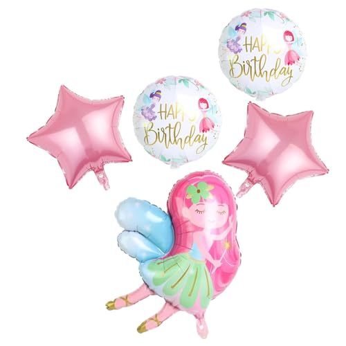 Fee Folienballon,5 Stück Happy Birthday Ballon Zauber Fee Themenballon Party-Deko Dekoration Geburtstagsdeko Kinder Happy Birthday Fee Ballon Jubiläum Motto Party Dekoration von JJiaoLinin