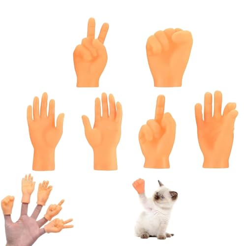 JJiaoLinin Mini Fingerpuppen,6 Stück Finger Klein Mini Hände Gummi Lustige Minihände Interaktives Katzenspielzeug für Haustierpartys und Halloween Tricks von JJiaoLinin