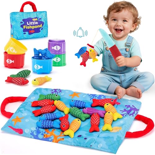 Baby Spielzeug ab 1 2 3 Jahr - Montessori Spielzeug ab 1-3 Jahre Angelspiel für Kinder 6 12 Monate Lernspiele Motorikspielzeug Montessori Spielzeug Fische Angeln Spiel - Kleine Geschenke Mädchen Junge von JKGIFTS