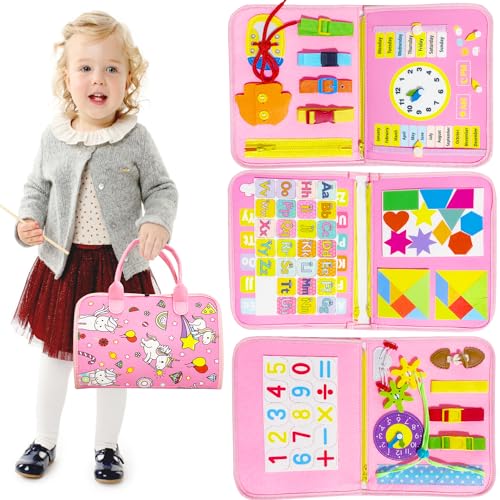JKGIFTS Busy Board 6 in 1 für Kleinkinder ab 2 3 4 5 Jahre, Activity Board Baby Sensorisches Montessori Spielzeug ab 1 2 3 4 5 Jahre Lernspielzeug für Jungen Mädchen Geburtstag Ostern Geschenke von JKGIFTS