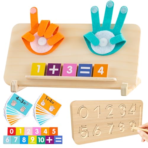 Montessori Spielzeug ab 3 4 5 Jahre - Spielzeug ab 3 Jahre Holzspielzeug Fingerzählmathe Geschenke Jungen Mädchen 3-9 Jahre Kinderspielzeug Lernspiele 3-9 Jahre Jungen Mädchen Geburtstag Weihnachten von JKGIFTS