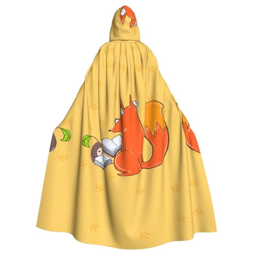 JKIEGOQ Kapuzenumhang mit Sonnenblumenkerne und Füchsen, für Erwachsene, für Halloween-Kostümpartys und mehr von JKIEGOQ