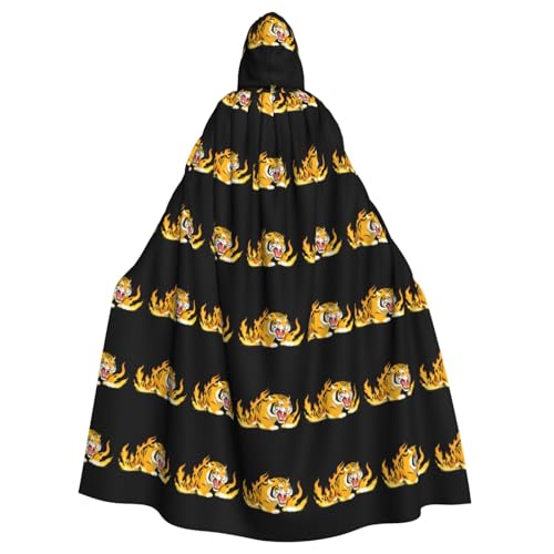 JKIEGOQ Majestic Flame Tiger Pattern Adult Hooded Cape Cloak for Halloween Costume Parties and More von JKIEGOQ