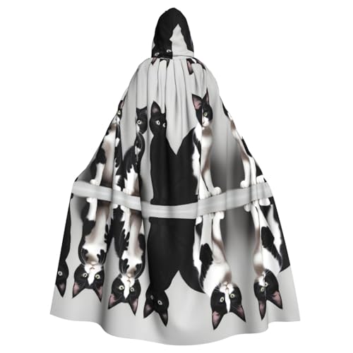 JKIEGOQ Umhang mit Kapuze für Erwachsene, Schwarz und Weiß, Katzenmuster, für Halloween-Kostümpartys und mehr JKIEGOQ Umhang mit Kapuze für Erwachsene, Schwarz und Weiß, Katzenmuster, für Halloween-Kostümpartys und mehr von JKIEGOQ