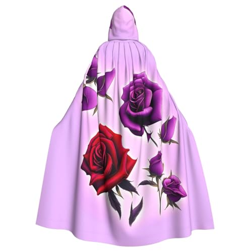 JKIEGOQ Umhang mit Kapuze für Erwachsene, rot-violettes Rosenmuster, für Halloween-Kostümpartys und mehr JKIEGOQ Umhang mit Kapuze für Erwachsene, rot-violettes Rosenmuster, für Halloween-Kostümpartys und mehr von JKIEGOQ