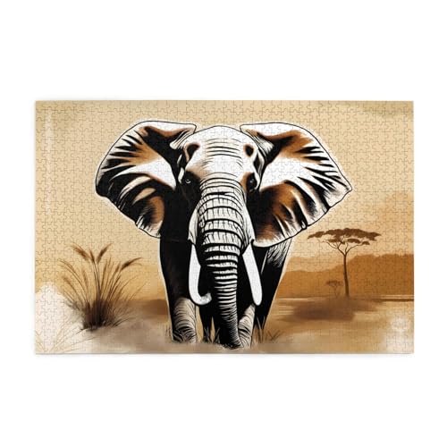 Jigsaw Puzzles1000 Teile Jkiegoq Afrikanischer Elefant Gedruckt Pädagogische Intellektuelle Holzpuzzles Lustige Puzzles Stressabbau-Spiel Jigsaw Puzzles1000 Teile Jkiegoq Afrikanischer Elefant Gedruckt Pädagogische Intellektuelle Holzpuzzles Lustige Puzzles Stressabbau-Spiel von JKIEGOQ