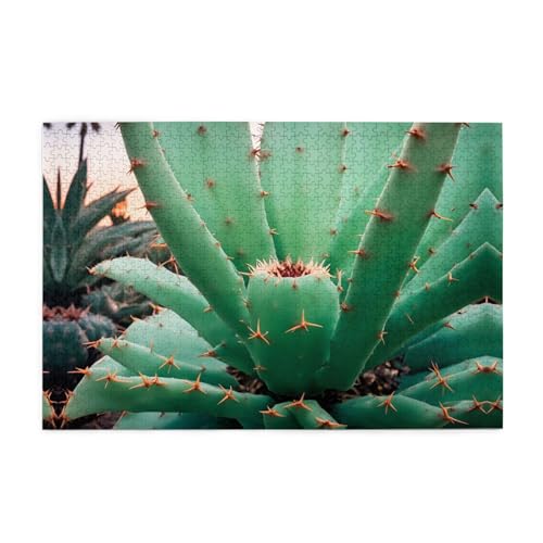 Jigsaw Puzzles1000 Teile Jkiegoq Agave Kaktus Gedruckt Pädagogische Intellektuelle Holzpuzzles Lustige Puzzles Stressabbau Spiel von JKIEGOQ