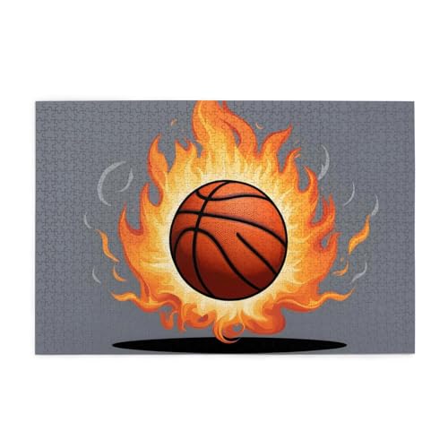 Jigsaw Puzzles1000 Teile Jkiegoq Basketball On Fire Printed Educational Intellectual Wooden Puzzles, Fun Puzzles, Stress Relieving Game von JKIEGOQ