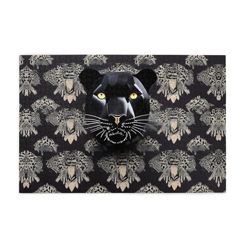 Jigsaw Puzzles1000 Teile Jkiegoq Black Leopard Pattern Printed Educational Intellectual Wooden Puzzles, Fun Puzzles, Stress Relieving Game von JKIEGOQ