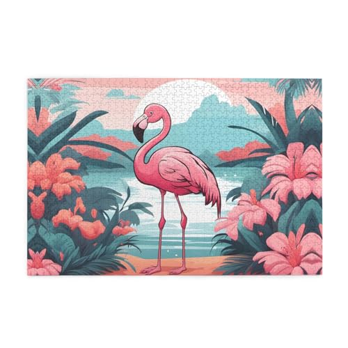 Jigsaw Puzzles1000 Teile Jkiegoq Cartoon Lake Flamingo Printed Educational Intellectual Wooden Puzzles, Fun Puzzles, Stress Relieving Game von JKIEGOQ