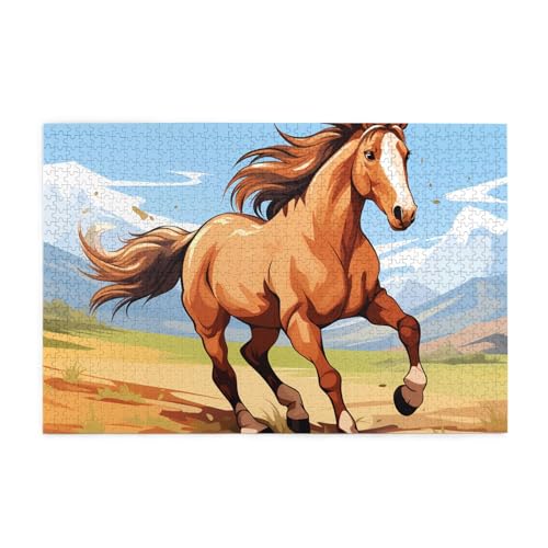 Jigsaw Puzzles1000 Teile Jkiegoq Cartoon Pferd Gedruckt Pädagogische Intellektuelle Holzpuzzles Lustige Puzzles Stressabbau Spiel von JKIEGOQ