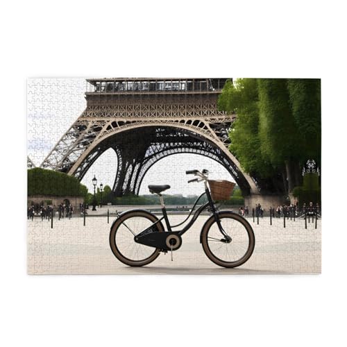 Jigsaw Puzzles1000 Teile Jkiegoq Eiffelturm Fahrrad gedruckt pädagogische intellektuelle Holzpuzzles lustige Puzzles Stressabbau-Spiel von JKIEGOQ