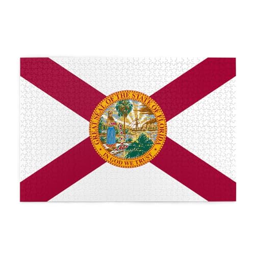 Jigsaw Puzzles1000 Teile Jkiegoq Flagge von Florida Gedruckt Pädagogische Intellektuelle Holzpuzzles Lustige Puzzles Stressabbau-Spiel von JKIEGOQ