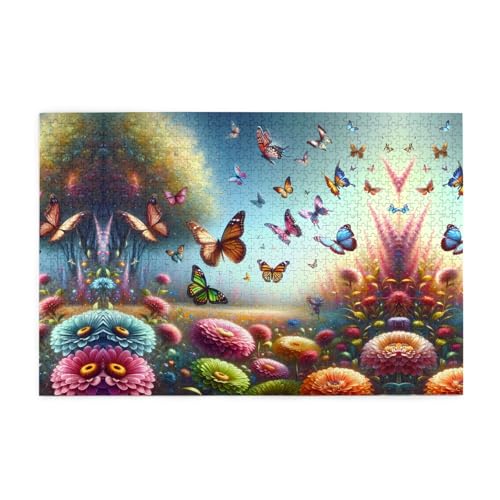 Jigsaw Puzzles1000 Teile Jkiegoq Garten Schmetterling Schwarm Gedruckt Pädagogische Intellektuelle Holzpuzzles Lustige Puzzles Stressabbau Spiel von JKIEGOQ