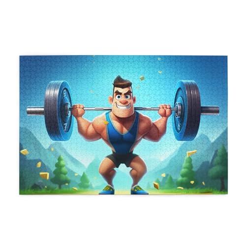 Jigsaw Puzzles1000 Teile Jkiegoq Gewichtheben Sport Gedruckt Pädagogische Intellektuelle Holzpuzzles Lustige Puzzles Stressabbau-Spiel von JKIEGOQ