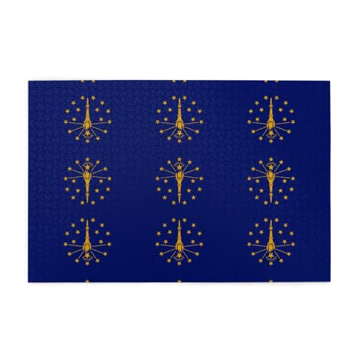 Jigsaw Puzzles1000 Teile Jkiegoq Indiana State Flag Printed Educational Intellectual Wooden Puzzles, Fun Puzzles, Stress Relieving Game von JKIEGOQ