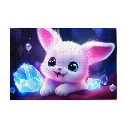 Jigsaw Puzzles1000 Teile Jkiegoq Pink Hair Bunny with Big Eyes Printed Educational Intellectual Wooden Puzzles, Fun Puzzles, Stress Relieving Game von JKIEGOQ