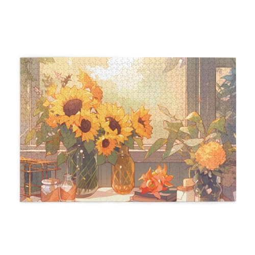 Jigsaw Puzzles1000 Teile Jkiegoq Sonnenblumen unter der Fensterbank Gedruckte Pädagogische Intellektuelle Holzpuzzles, lustige Puzzles, Stressabbau-Spiel Jigsaw Puzzles1000 Teile Jkiegoq Sonnenblumen unter der Fensterbank Gedruckte Pädagogische Intellektuelle Holzpuzzles, lustige Puzzles, Stressabbau-Spiel von JKIEGOQ