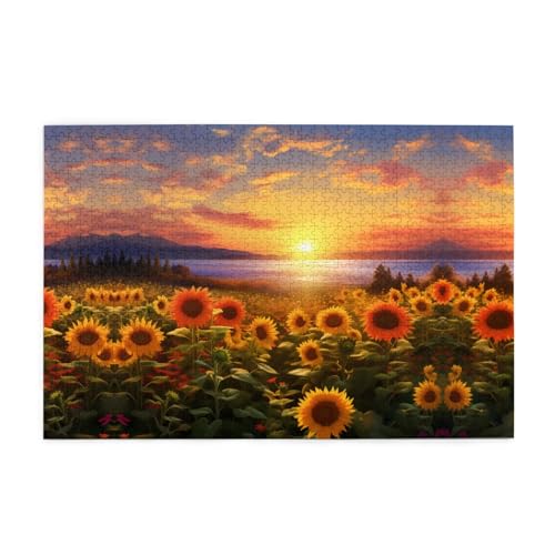 Jigsaw Puzzles1000 Teile Jkiegoq Sonnenblumenfeld Sonnenuntergang Meer der Blumen gedruckt pädagogische intellektuelle Holzpuzzles lustige Puzzles Stressabbau-Spiel Jigsaw Puzzles1000 Teile Jkiegoq Sonnenblumenfeld Sonnenuntergang Meer der Blumen gedruckt pädagogische intellektuelle Holzpuzzles lustige Puzzles Stressabbau-Spiel von JKIEGOQ