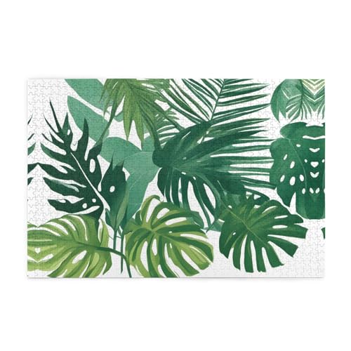 Jigsaw Puzzles1000 Teile Jkiegoq Tropische Blätter Gedruckt Pädagogische Intellektuelle Holzpuzzles Lustige Puzzles Stressabbau-Spiel von JKIEGOQ
