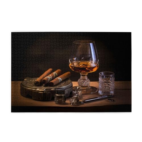 Jigsaw Puzzles1000 Teile Jkiegoq Zigarre und Whiskey gedruckte pädagogische intellektuelle Holzpuzzles, lustige Puzzles, Stressabbau-Spiel Jigsaw Puzzles1000 Teile Jkiegoq Zigarre und Whiskey gedruckte pädagogische intellektuelle Holzpuzzles, lustige Puzzles, Stressabbau-Spiel von JKIEGOQ