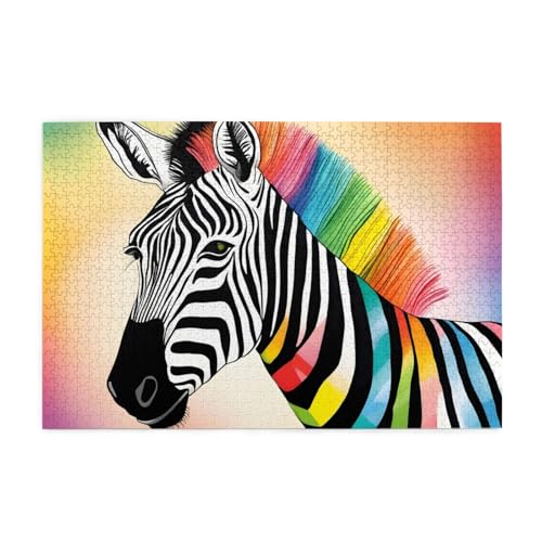 Jkiegoq Puzzles, 1000 Teile, buntes Regenbogen-Zebramuster, pädagogisches Intellektuelles Holzpuzzle, lustiges Puzzle, Stressabbau-Spiel Jkiegoq Puzzles, 1000 Teile, buntes Regenbogen-Zebramuster, pädagogisches Intellektuelles Holzpuzzle, lustiges Puzzle, Stressabbau-Spiel von JKIEGOQ