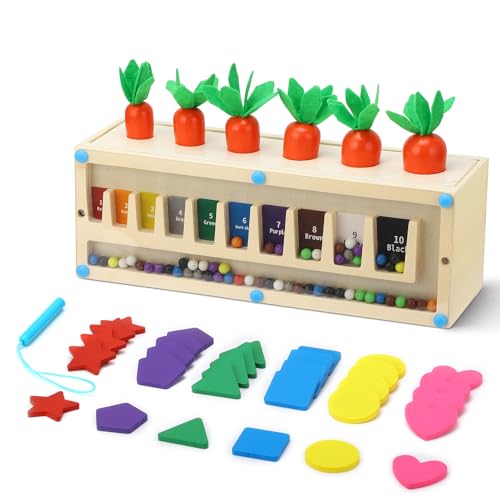 JKOKPMG Montessori Spielzeug - Holzspielzeug, 3-in-1 Magnetspiel für Kinder, Geschenk für Mädchen und Jungen, Spielzeuggeschenk für Kinder von 2-5 Jahren, Zahlenverständnis, Farberkennung JKOKPMG Montessori Spielzeug - Holzspielzeug, 3-in-1 Magnetspiel für Kinder, Geschenk für Mädchen und Jungen, Spielzeuggeschenk für Kinder von 2-5 Jahren, Zahlenverständnis, Farberkennung von JKOKPMG