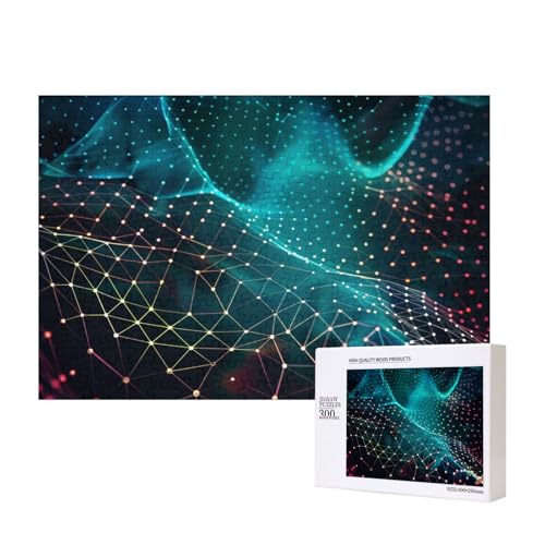 Abstraktes polygonales Weltraum-Puzzle aus Holz, Intelligenz-Puzzle, 40 x 28 cm, 300 Teile (verpackt), Puzzle, Lernspiel für Erwachsene, Heimdekoration, Puzzle von JKSEEPYN