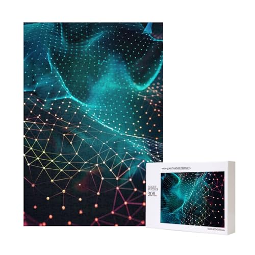Abstraktes polygonales Weltraum-gedrucktes Intelligenz-Puzzle aus Holz, 28 x 40 cm, 300 Teile (verpackt), Puzzle, Lernspiel für Erwachsene, Heimdekoration, Puzzle von JKSEEPYN