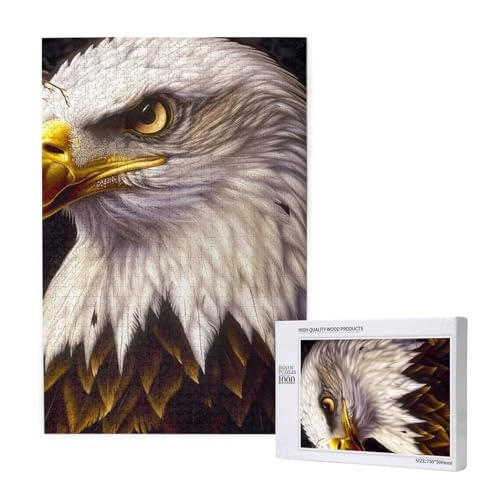 Amerikanischer Weißkopfseeadler, bedrucktes Intelligenz-Puzzle aus Holz, 50 x 75 cm, 1000 Teile (in Box), Lernspiel für Erwachsene, Heimdekoration, Puzzle von JKSEEPYN