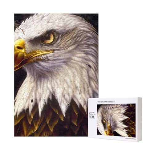 Amerikanischer Weißkopfseeadler, gedrucktes Intelligenz-Puzzle aus Holz, 28 x 40 cm, 300 Teile (in Box), Lernspiel für Erwachsene, Heimdekoration, Puzzle von JKSEEPYN