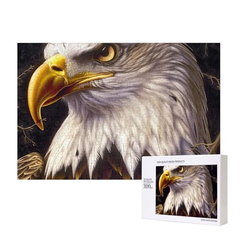 Amerikanischer Weißkopfseeadler, gedrucktes Intelligenz-Puzzle aus Holz, 40 x 28 cm, 300 Teile (in Box), Lernspiel für Erwachsene, Heimdekoration, Puzzle von JKSEEPYN