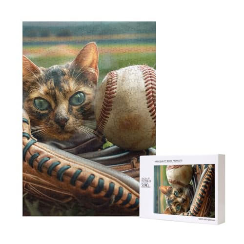 Baseball-Puzzle aus Holz, bedruckt, 28 x 40 cm, 300 Teile (verpackt), Lernspiel für Erwachsene, Heimdekoration, Puzzle von JKSEEPYN