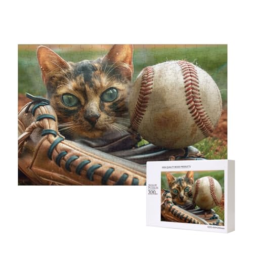 Baseball-Puzzle aus Holz, bedruckt, 40 x 28 cm, 300 Teile (verpackt), Lernspiel für Erwachsene, Heimdekoration, Puzzle von JKSEEPYN