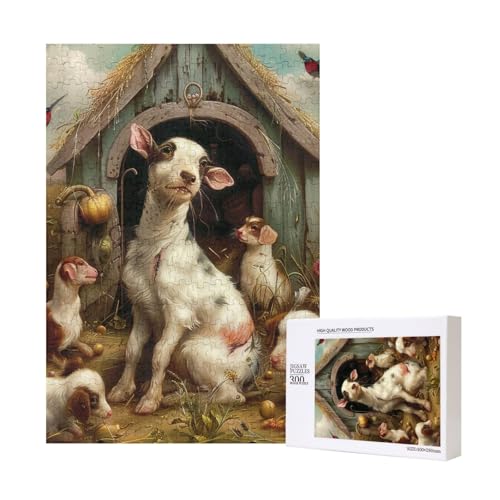 Bauernhoftiere, bedrucktes Intelligenz-Puzzle aus Holz, 28 x 40 cm, 300 Teile (verpackt), Lernspiel für Erwachsene, Heimdekoration, Puzzle von JKSEEPYN
