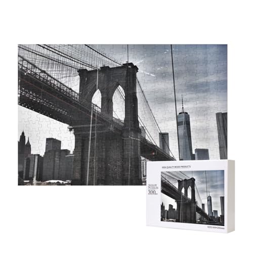 Brooklyn Bridge gedrucktes Intelligenz-Puzzle aus Holz, 40 x 28 cm, 300 Teile (verpackt), Puzzle, Lernspiel für Erwachsene, Heimdekoration, Puzzle von JKSEEPYN